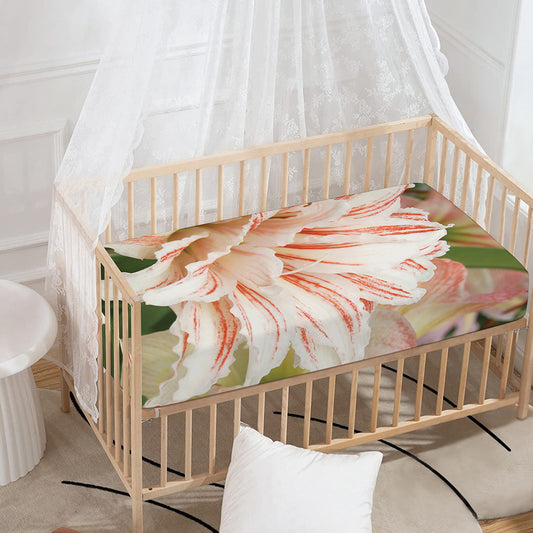 White And Pink Amaryllis Print Baby Crib Sheet