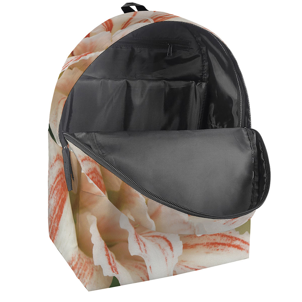 White And Pink Amaryllis Print Backpack