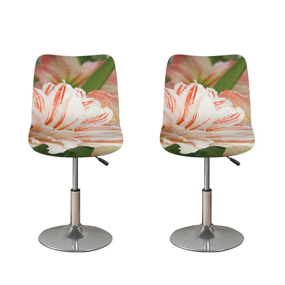 White And Pink Amaryllis Print Bar Stool Covers