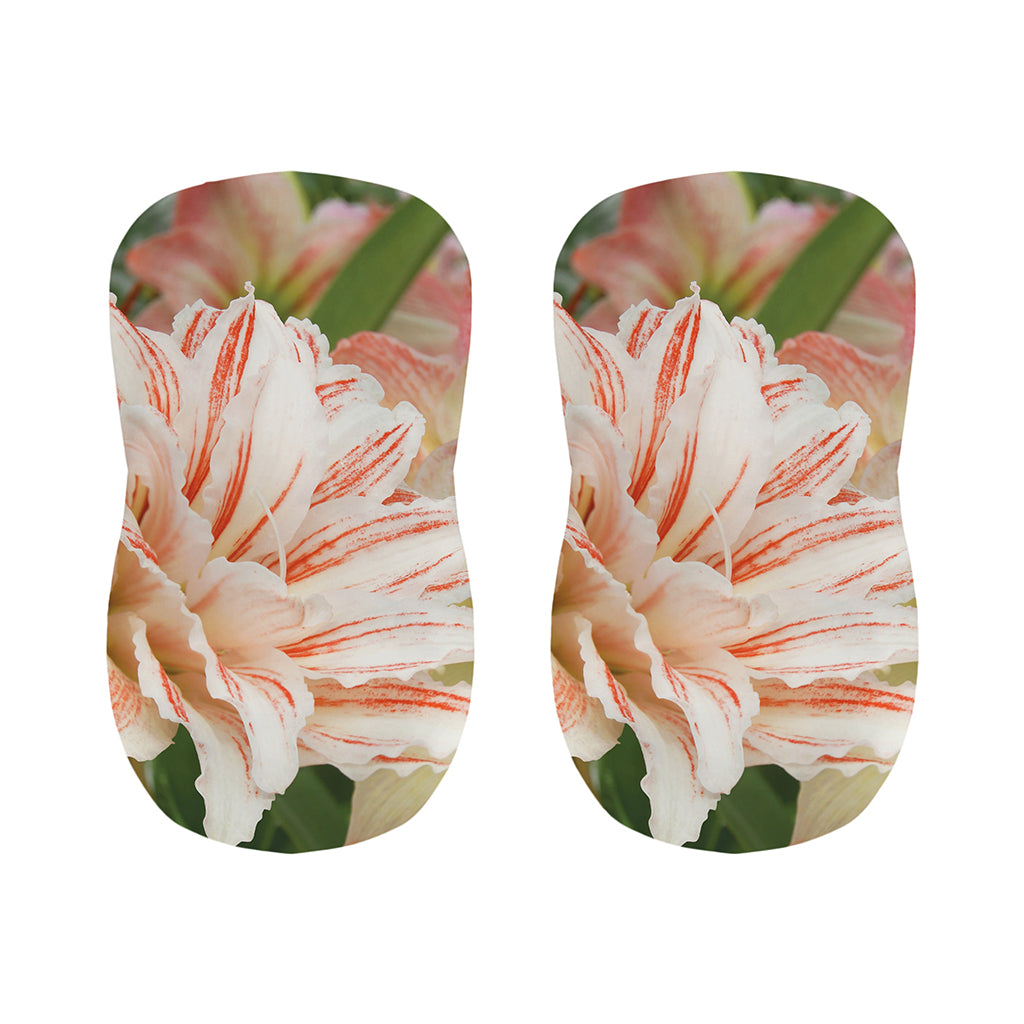 White And Pink Amaryllis Print Bar Stool Covers