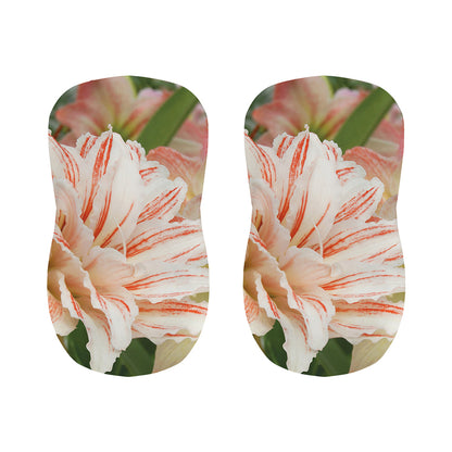 White And Pink Amaryllis Print Bar Stool Covers