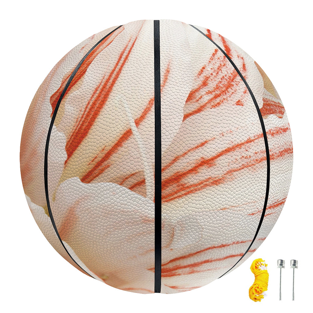 White And Pink Amaryllis Print Basketball