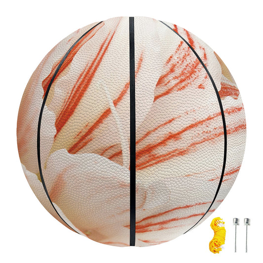 White And Pink Amaryllis Print Basketball