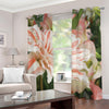 White And Pink Amaryllis Print Blackout Grommet Curtains