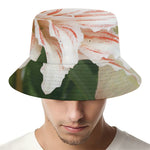 White And Pink Amaryllis Print Bucket Hat