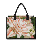 White And Pink Amaryllis Print Canvas Tote Bag