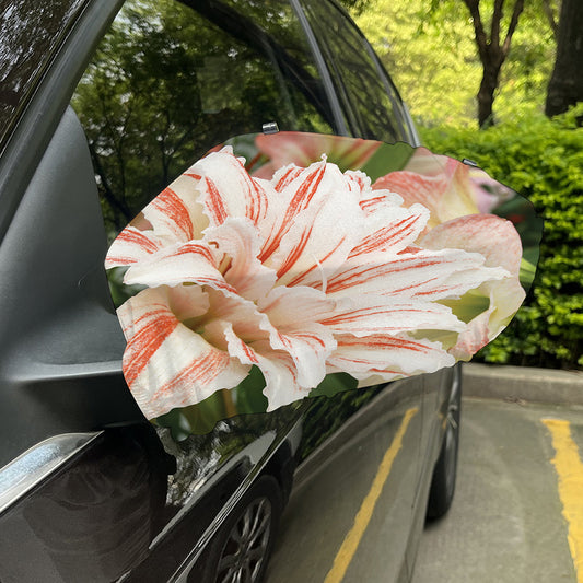 White And Pink Amaryllis Print Car Side Mirror Covers