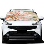 White And Pink Amaryllis Print Car Windshield Snow Cover