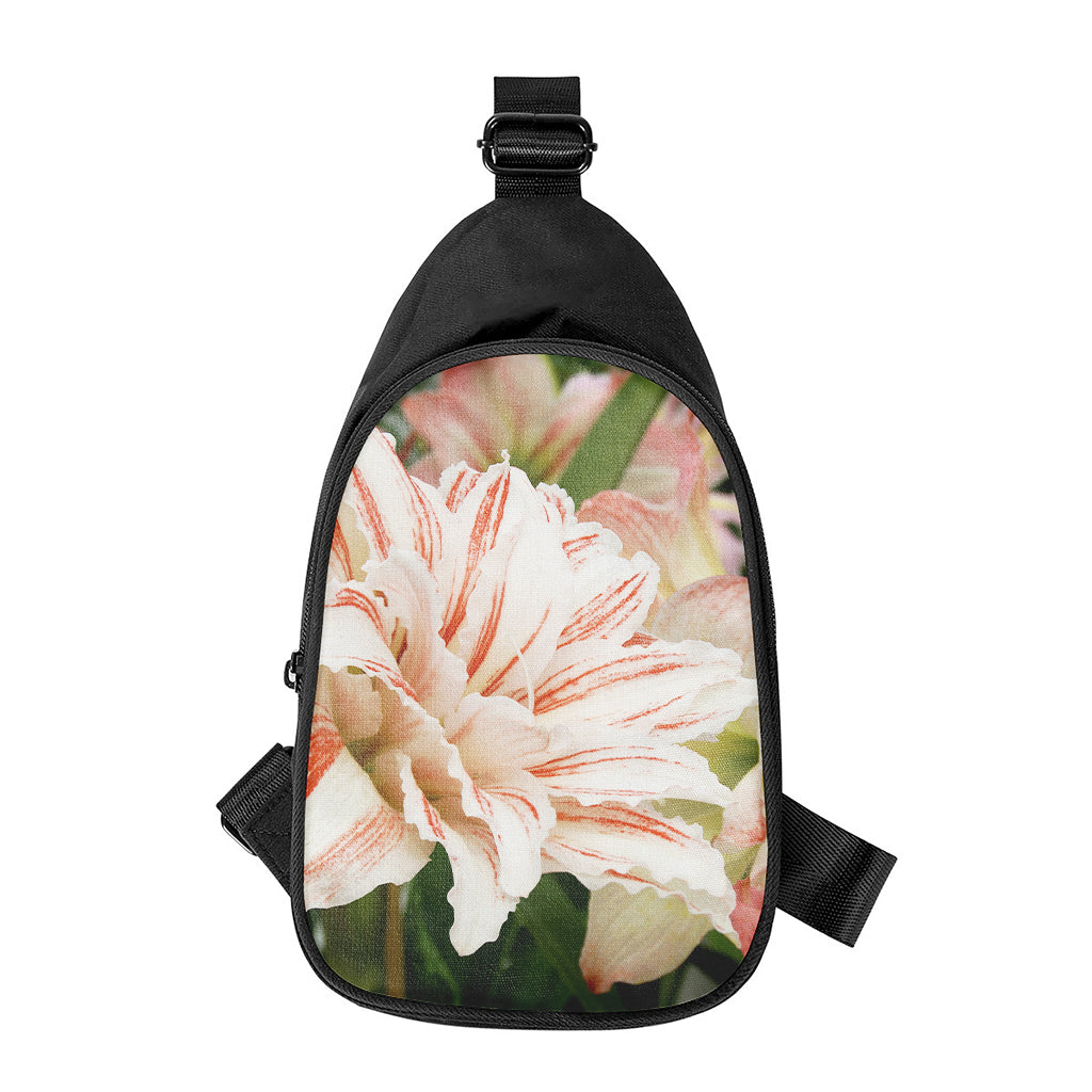 White And Pink Amaryllis Print Chest Bag