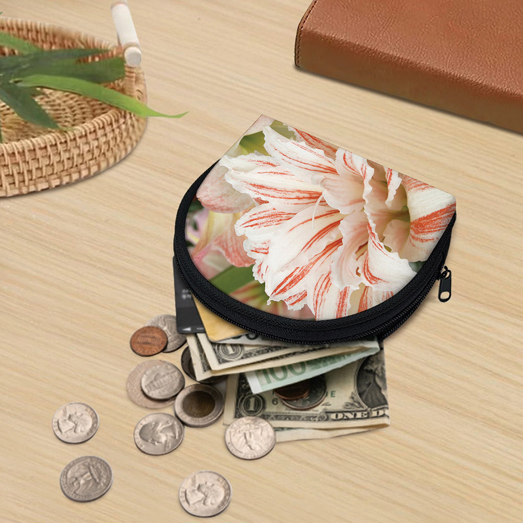 White And Pink Amaryllis Print Coin Purse