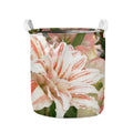 White And Pink Amaryllis Print Collapsible Laundry Basket