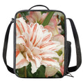 White And Pink Amaryllis Print Crossbody Lunch Bag