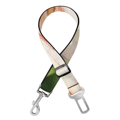 White And Pink Amaryllis Print Dog Seat Belt