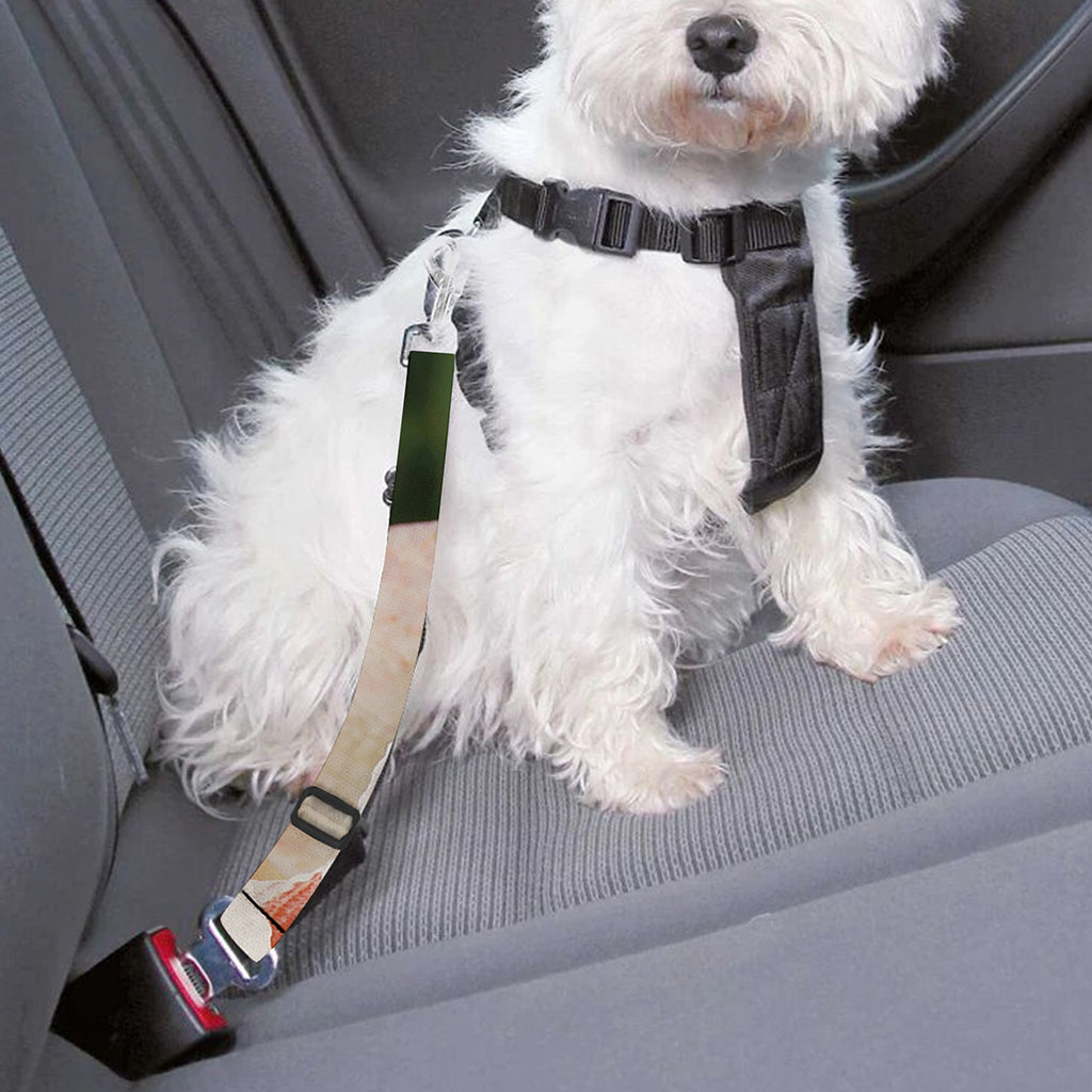 White And Pink Amaryllis Print Dog Seat Belt