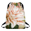 White And Pink Amaryllis Print Drawstring Backpack