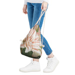 White And Pink Amaryllis Print Drawstring Bag