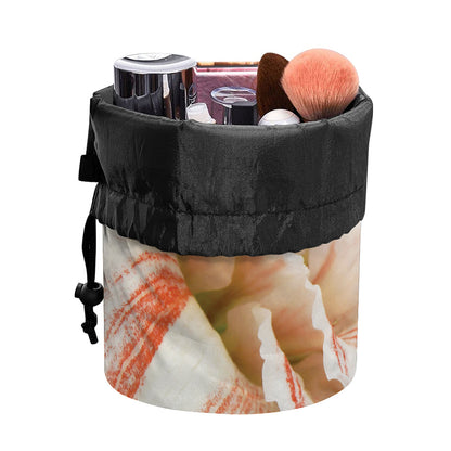 White And Pink Amaryllis Print Drawstring Makeup Bag