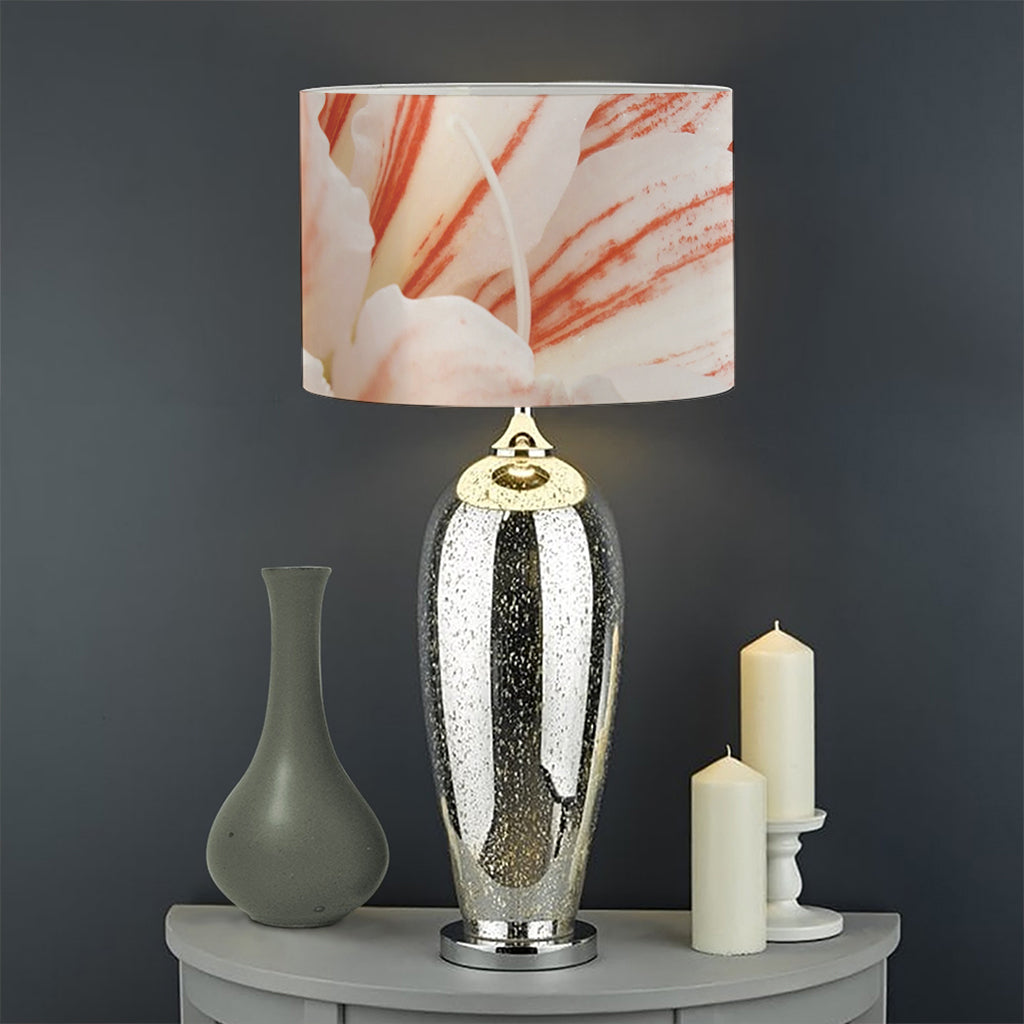 White And Pink Amaryllis Print Drum Lamp Shade