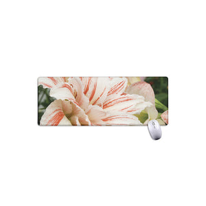 White And Pink Amaryllis Print Extended Mouse Pad