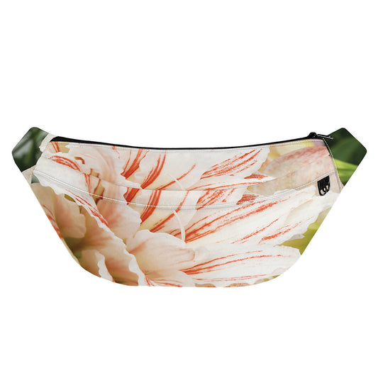 White And Pink Amaryllis Print Fanny Pack