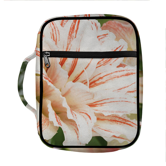 White And Pink Amaryllis Print Front Pocket Bible Bag