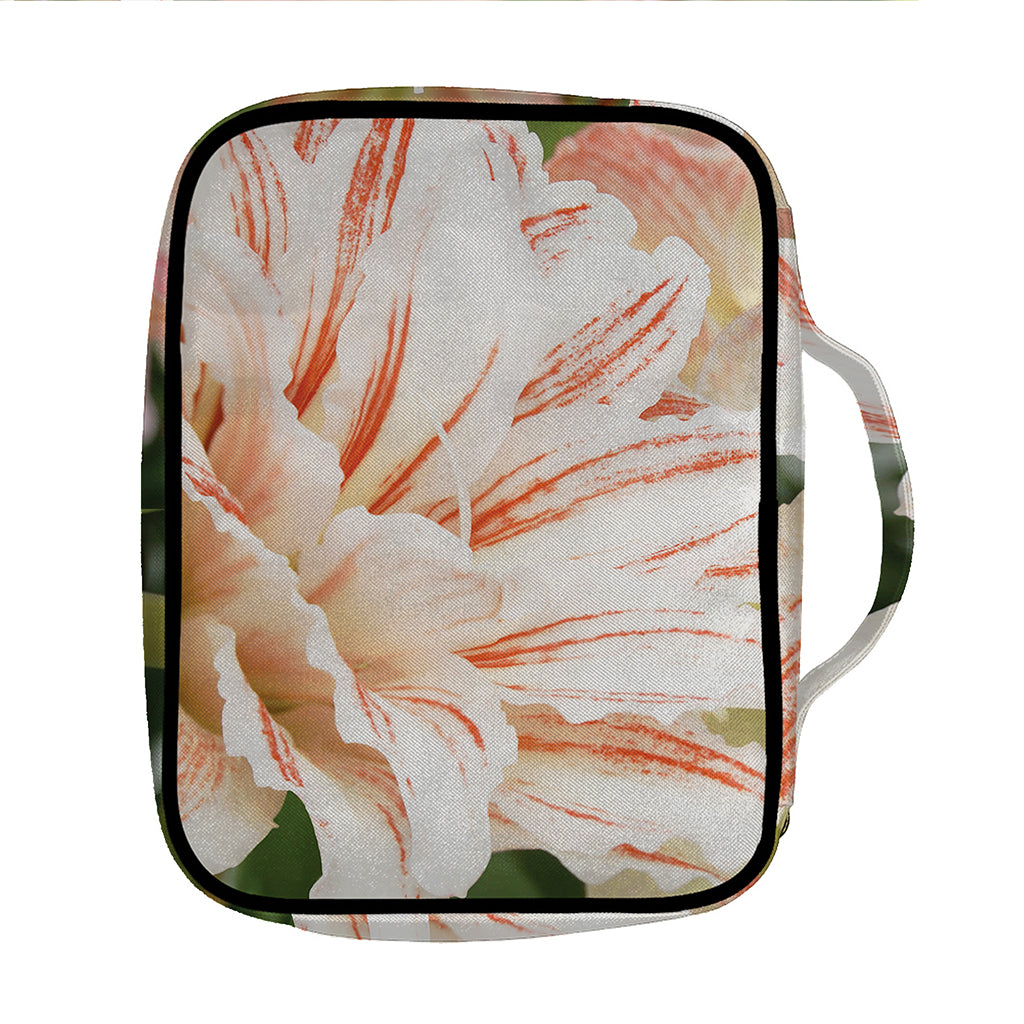 White And Pink Amaryllis Print Front Pocket Bible Bag