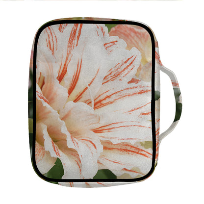 White And Pink Amaryllis Print Front Pocket Bible Bag