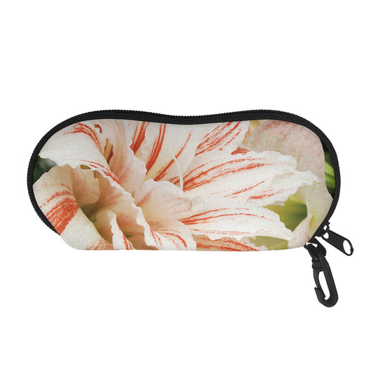 White And Pink Amaryllis Print Glasses Case