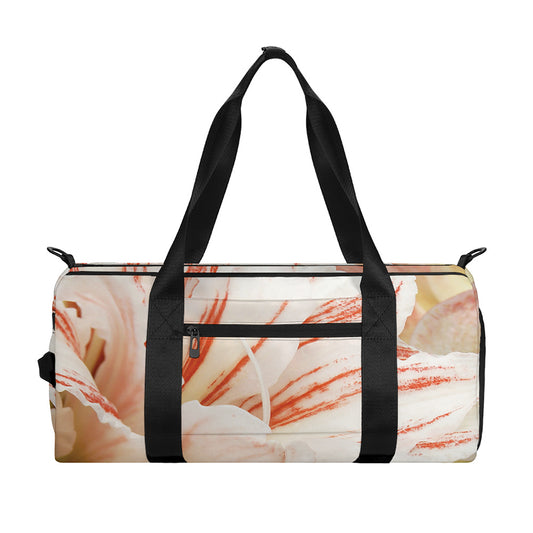 White And Pink Amaryllis Print Gym Bag