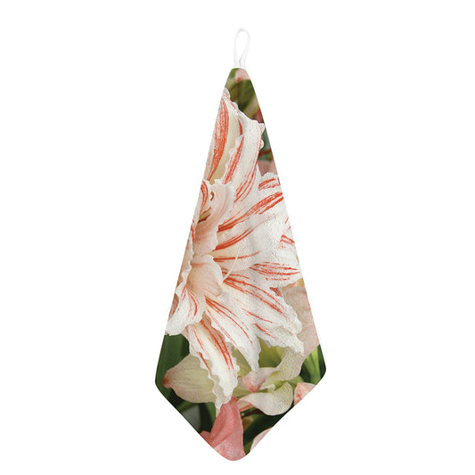 White And Pink Amaryllis Print Hand Towel