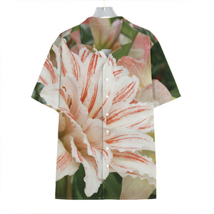 White And Pink Amaryllis Print Hawaiian Shirt