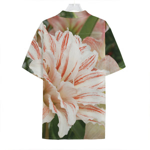 White And Pink Amaryllis Print Hawaiian Shirt