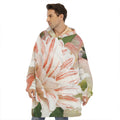 White And Pink Amaryllis Print Hoodie Blanket