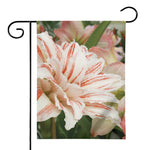 White And Pink Amaryllis Print House Flag