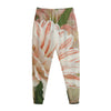 White And Pink Amaryllis Print Jogger Pants