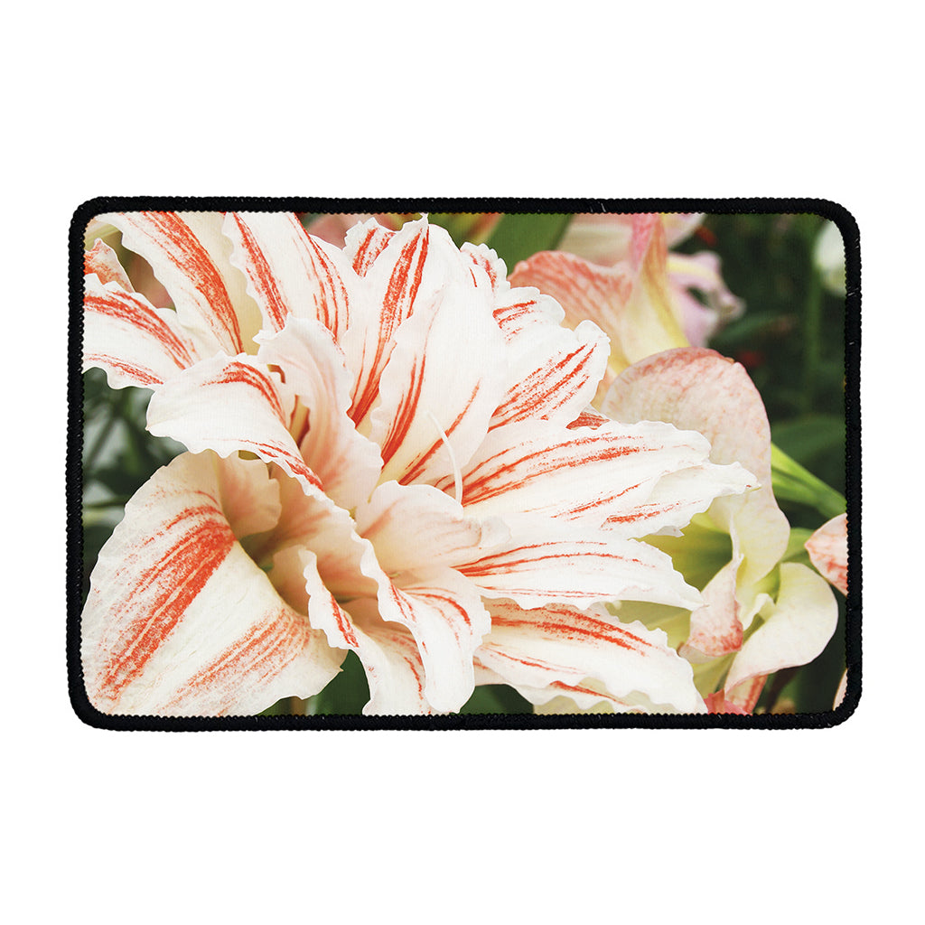 White And Pink Amaryllis Print Kitchen Mat