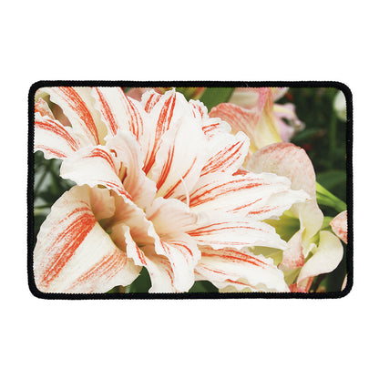 White And Pink Amaryllis Print Kitchen Mat