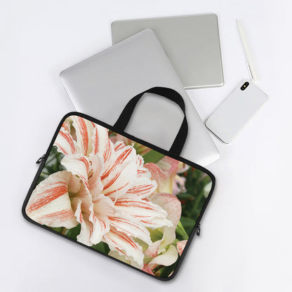 White And Pink Amaryllis Print Laptop Sleeve With Handle