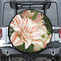 White And Pink Amaryllis Print Leather Spare Tire Cover