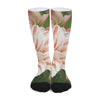 White And Pink Amaryllis Print Long Socks