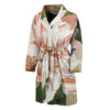 White And Pink Amaryllis Print Men's Bathrobe