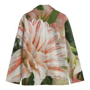 White And Pink Amaryllis Print Men's Blazer