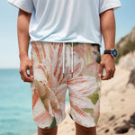 White And Pink Amaryllis Print Men's Cargo Shorts