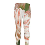 White And Pink Amaryllis Print Men's leggings