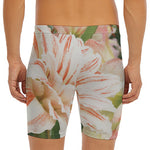 White And Pink Amaryllis Print Men's Long Boxer Briefs