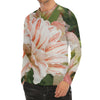 White And Pink Amaryllis Print Men's Long Sleeve Rash Guard