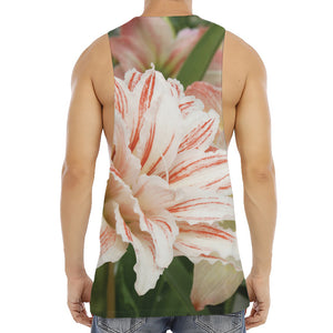 White And Pink Amaryllis Print Men's Muscle Tank Top