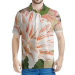 White And Pink Amaryllis Print Men's Polo Shirt