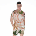 White And Pink Amaryllis Print Men's Romper