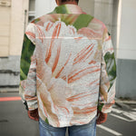 White And Pink Amaryllis Print Men's Shirt Jacket